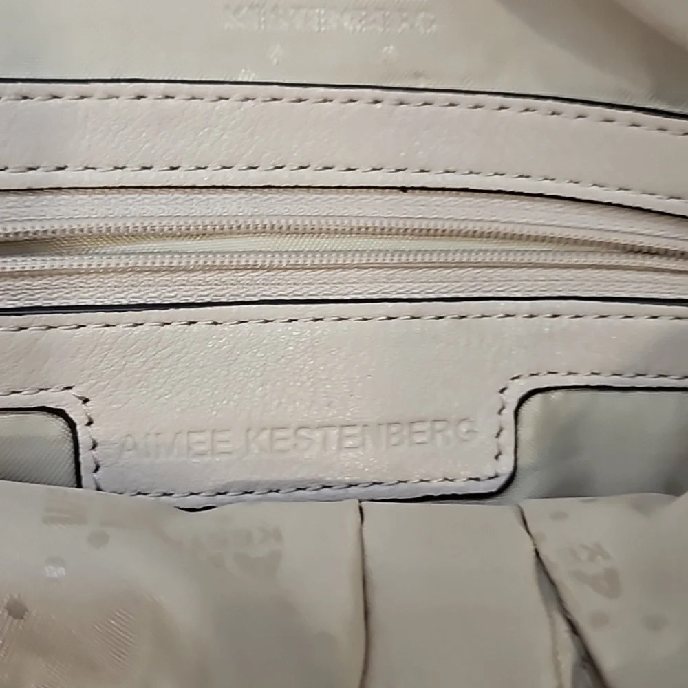 NEW Aimee Kestenberg cream Leather Lucy Satchel w/Front Pockets